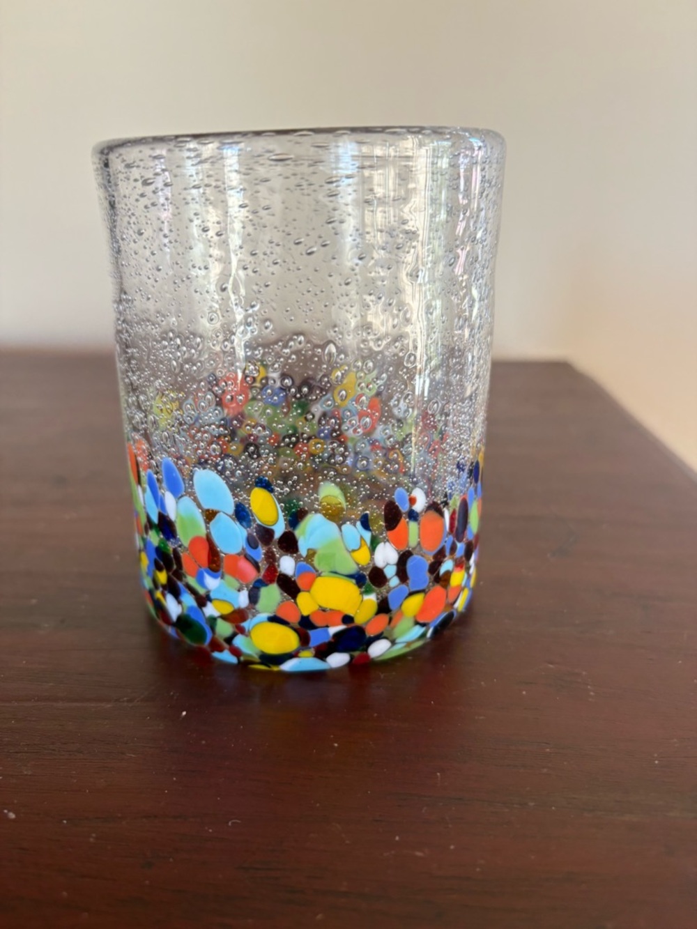 Home Studio Baja Double Old Fashioned Glass Mulitcolor Mosaic Bubbles